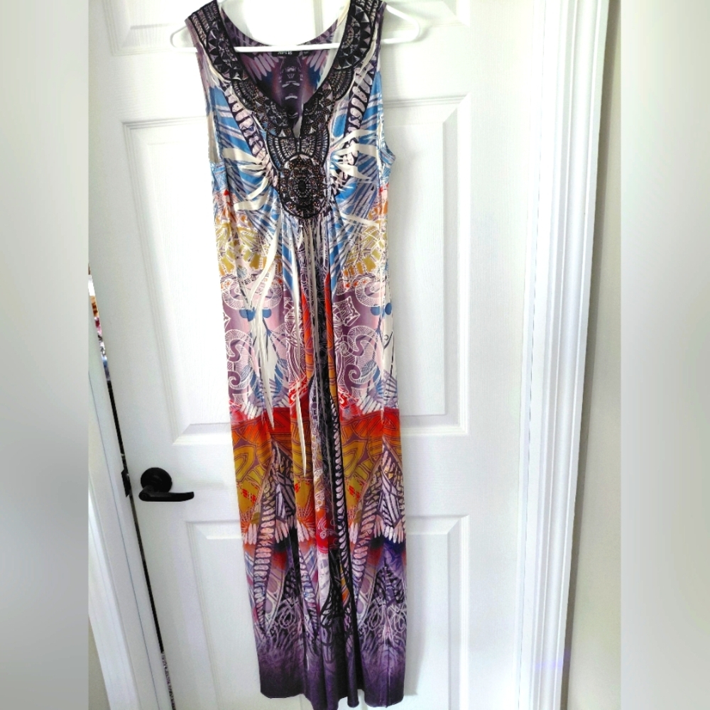 Apt. 9 Purple and Blue Sleeveless Scoop Neck Maxi Sundress - Picture 7 of 7